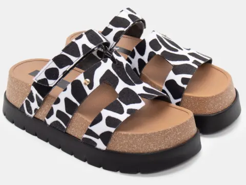 LUIGI DESIGN - Πλατφόρμες με Λουράκι Scratch - Άσπρο+Μαύρο