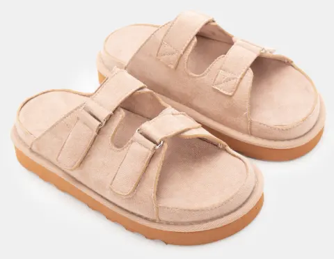 Σανδάλια Flatform με Λουράκια Scratch - Μπεζ
