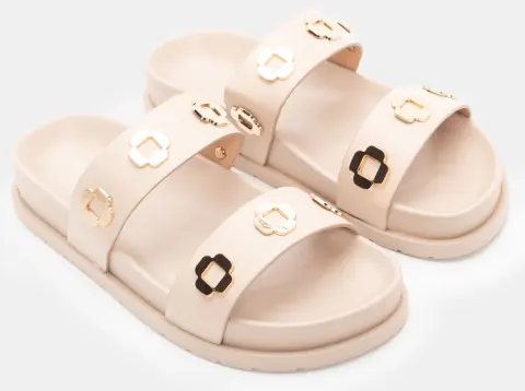 Σανδάλια Flatform με Διακοσμητικά - Μπεζ