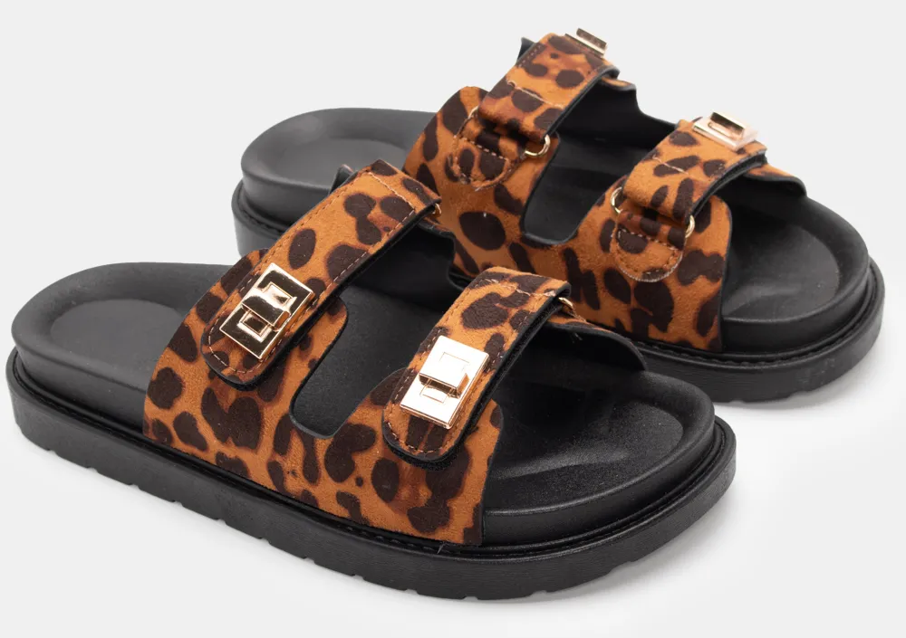 Σανδάλια Flatform με Λουράκια Scratch & Διακοσμητικό - Animal Print