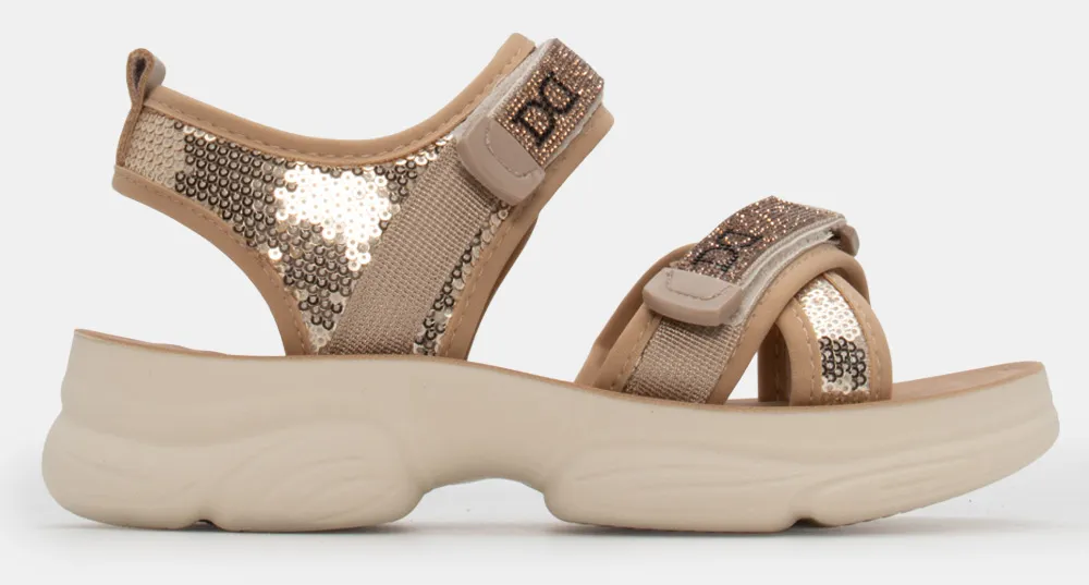 Sneakers Sandals με Λουράκια Scratch & Παγιέτα - Χρυσό