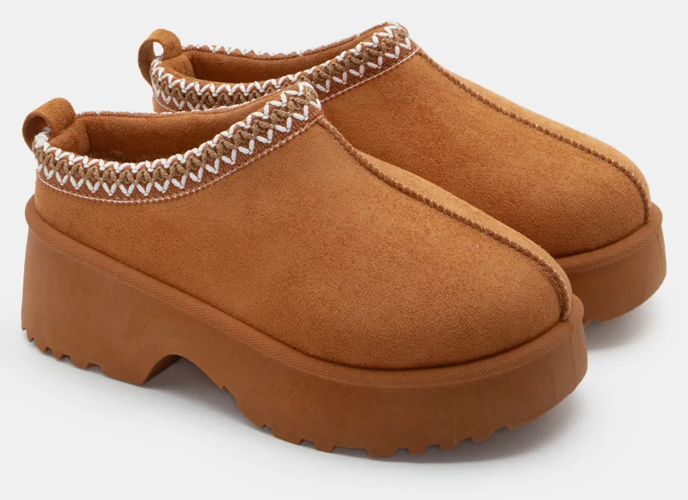 Clogs Σαμπό με Κέντημα - Κάμελ