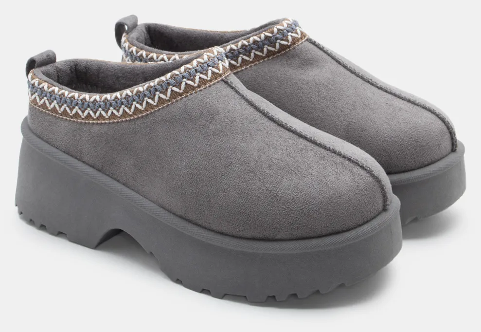 Clogs Σαμπό με Κέντημα - Γκρι