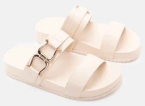 Σανδάλια Flatform με Διακοσμητικό Ζωνάκι - Μπεζ