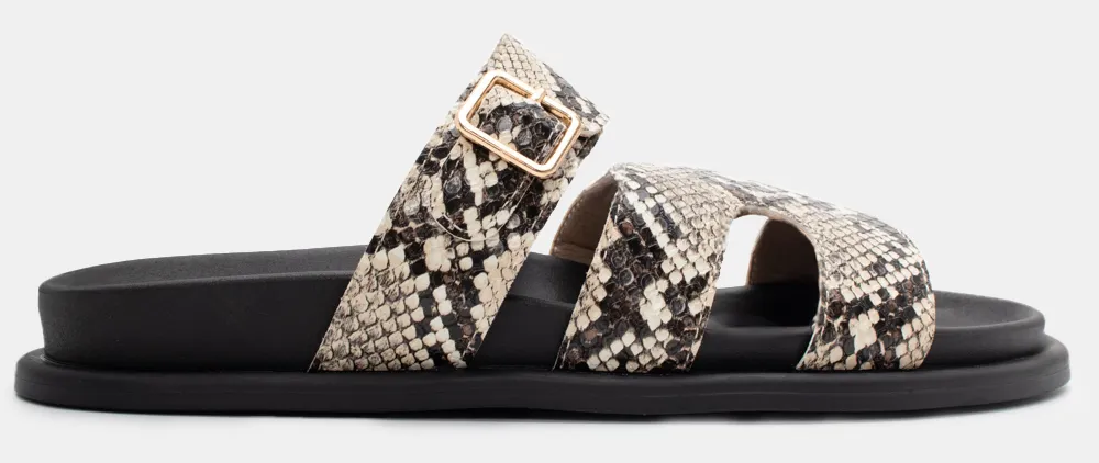 Σανδάλια Flatform με Ανοίγματα Στο Πλάι & Λουράκι - Φίδι