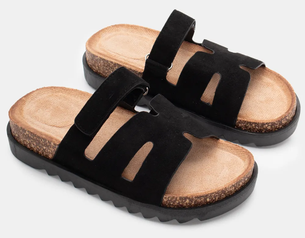 Σανδάλια Flatform με Λουράκι Scratch - Μαύρο