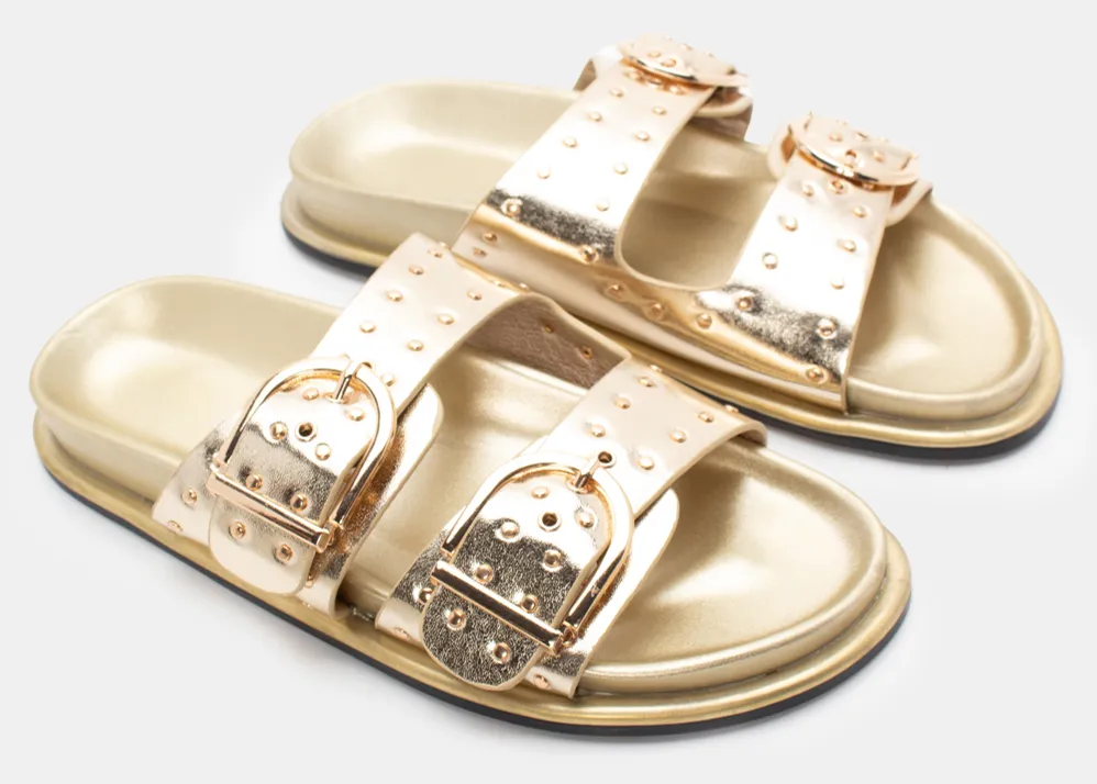 Σανδάλια Flatform με Διακοσμητικά Τρούκς - Χρυσό