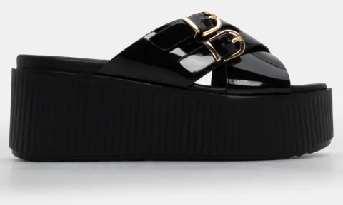 Πλατφόρμες με Χιαστί Λουράκια & Τόκες - Μαύρο