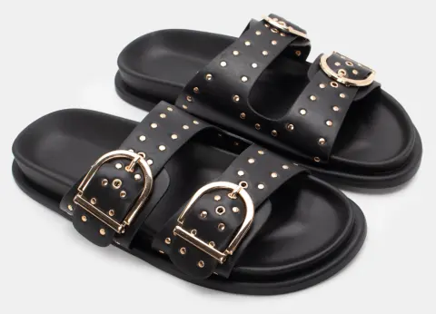 Σανδάλια Flatform με Διακοσμητικά Τρούκς - Μαύρο