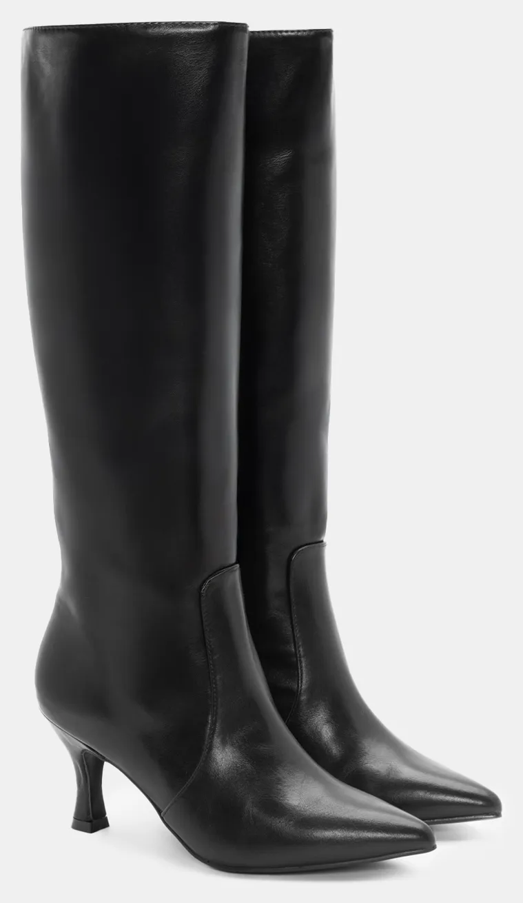 Μπότες Μυτερές με Τακούνι - Μαύρο