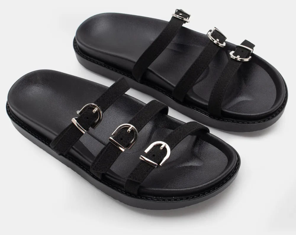 Σανδάλια Flatform με Τόκες - Μαύρο