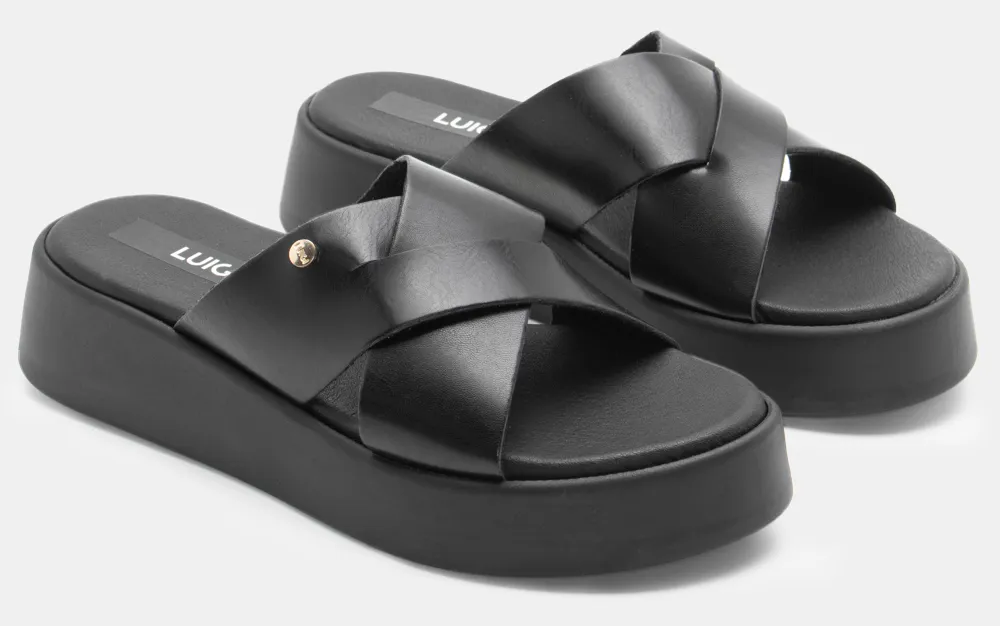 LUIGI DESIGN - Πλατφόρμες με Χιαστί Λουράκια - Μαύρο