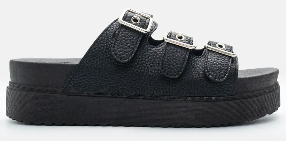 Σανδάλια Flatform με Τόκες - Μαύρο