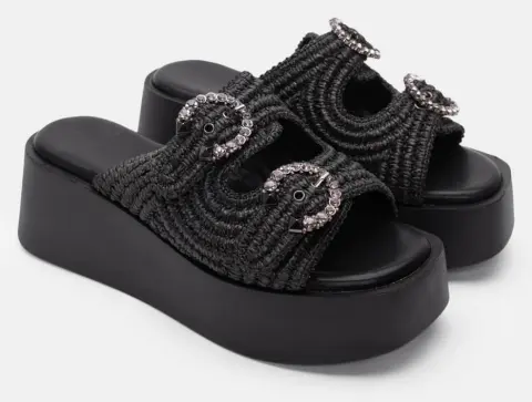 Πλατφόρμες με Τόκες απο Διακοσμητικές Πέτρες - Μαύρο