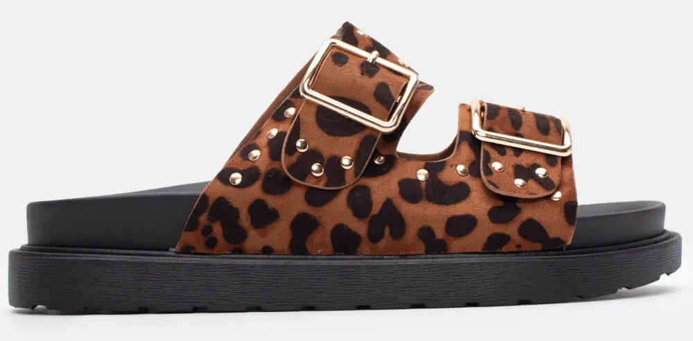 Flatform Σανδάλια με Τόκες & Τρούκς - Animal Print