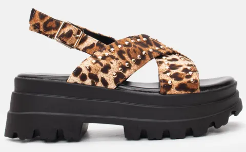 Σανδάλια Flatform με Διακοσμητικά Τρούκς - Animal Print