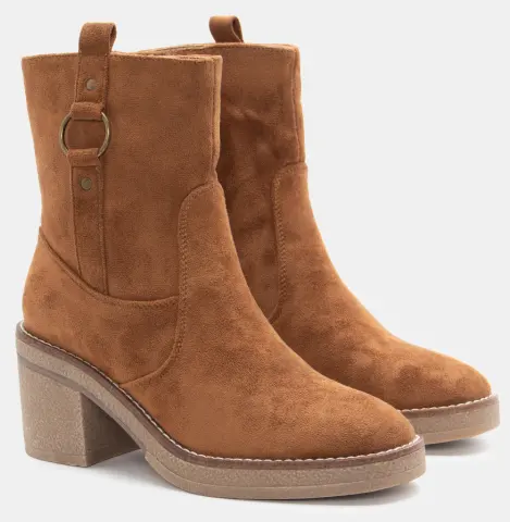 Μποτάκια με Κρεπ Σόλα & Φερμουάρ - Κάμελ