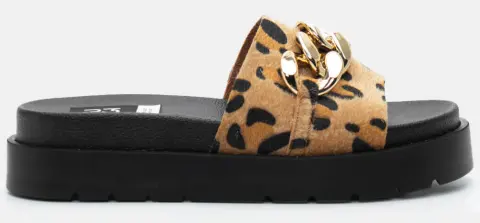 LUIGI DESIGN - Σανδάλια Flatform με Διακοσμητική Αλυσίδα - Animal Print