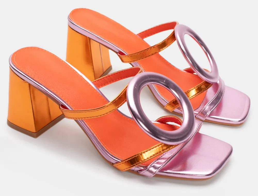 Mules με Λουράκια & Κρίκο - Πορτοκαλί