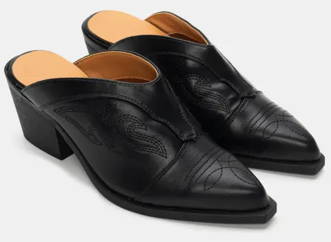 Mules με Κέντημα - Μαύρο