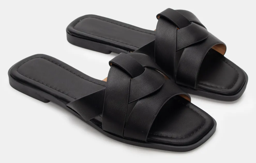 Flat Σανδάλια με Φάσα - Μαύρο