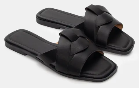 Flat Σανδάλια με Φάσα - Μαύρο