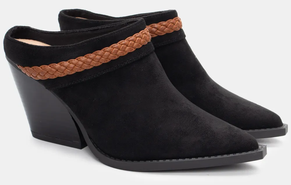 Mules με Διακοσμητική Πλεξούδα - Μαύρο