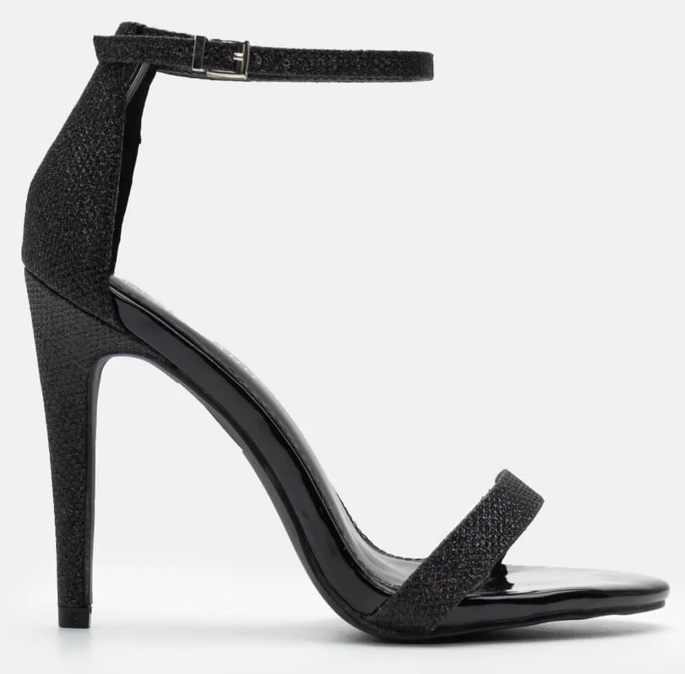 Πέδιλα με Μπαρέτα & Glitter - Μαύρο