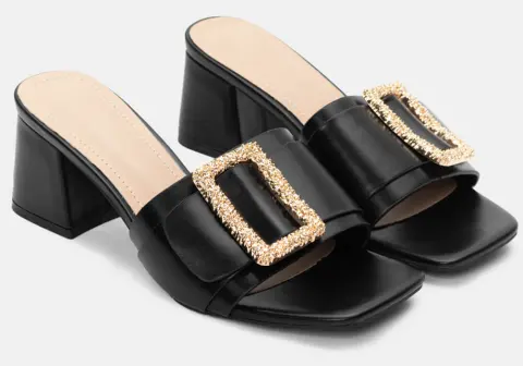 Mules με Διακοσμητική Τόκα - Μαύρο