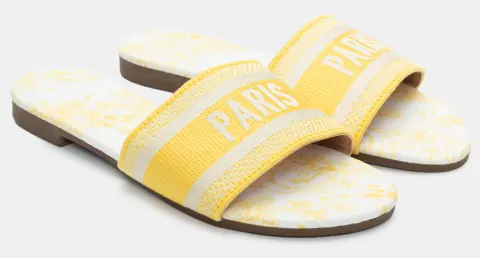 Flat Σανδάλια με Φαρδιά Φάσα - Κίτρινο