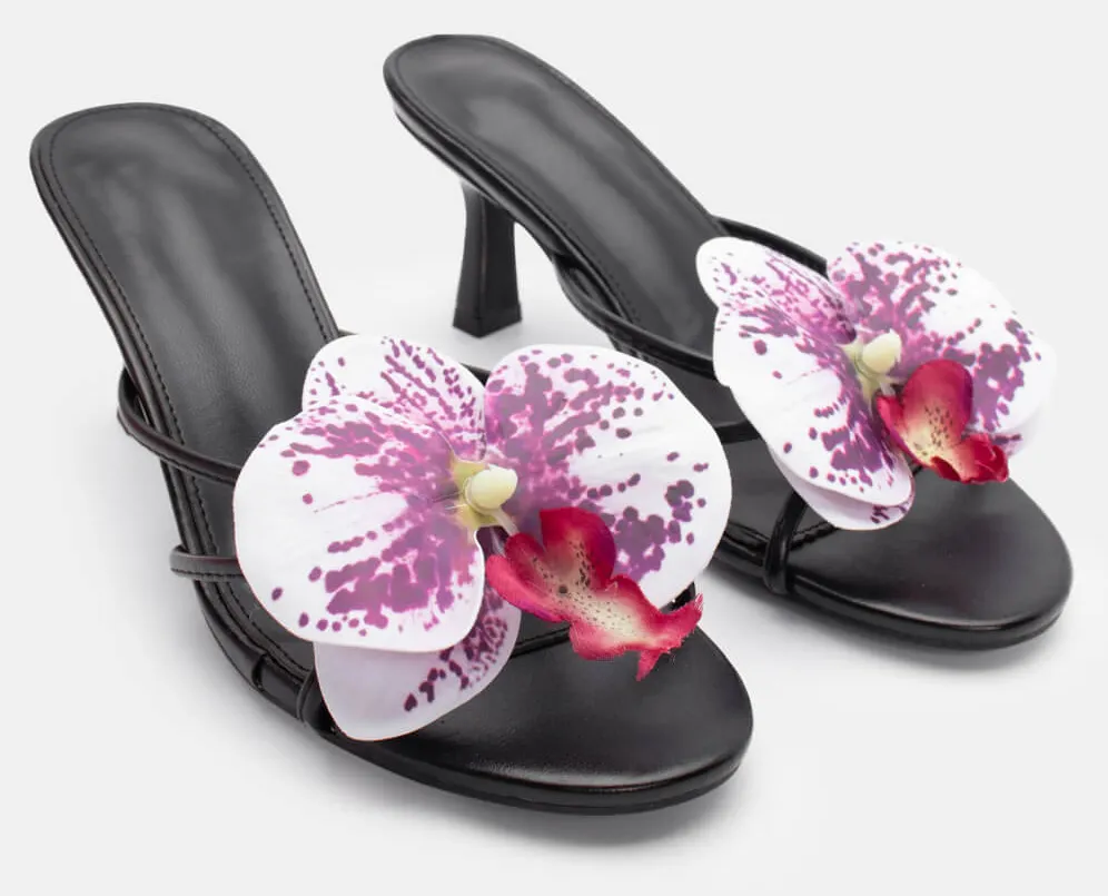 Mules με Διακοσμητικό Λουλούδι - Μαύρο