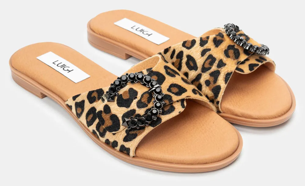 LUIGI DESIGN - Flat Σανδάλια με Διακοσμητική Τόκα - Animal Print