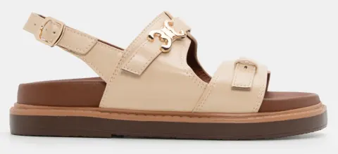 Σανδάλια Flatform με Λουράκια & Διακοσμητικό - Μπεζ