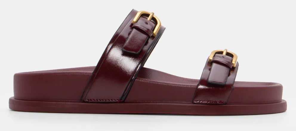 Σανδάλια Flatform με Διπλές Τόκες - Μπορντό
