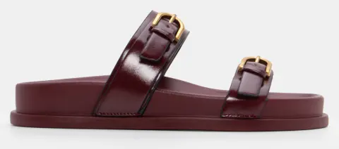 Σανδάλια Flatform με Διπλές Τόκες - Μπορντό