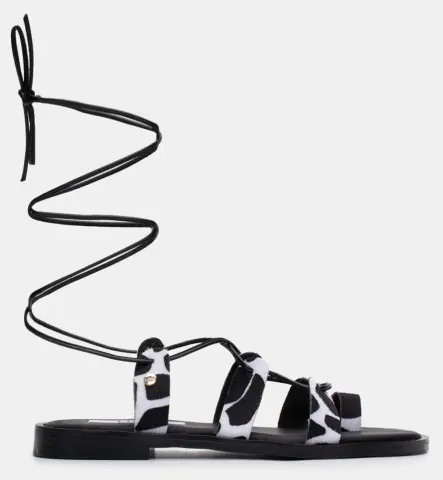 LUIGI DESIGN - Flat Σανδάλια Gladiator - Άσπρο+Μαύρο