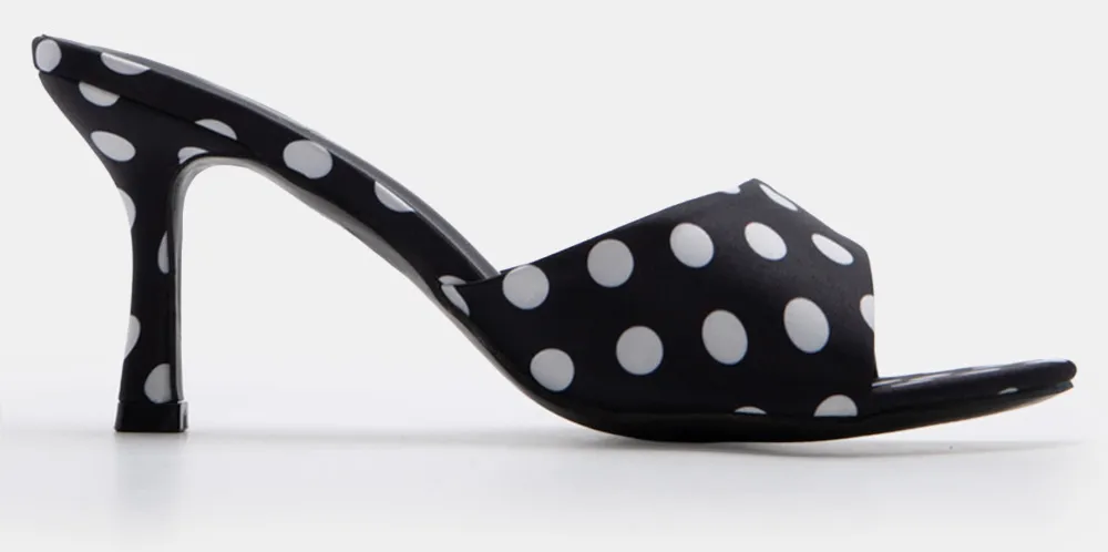 Mules με Φαρδιά Φάσα Πουά - Μαύρο