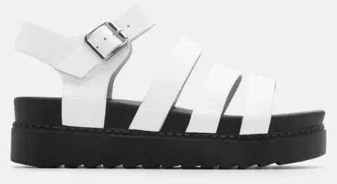 Σανδάλια Flatform με Λουράκια & Τόκα - Λευκό