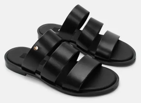 LUIGI DESIGN - Flat Σανδάλια με Λουράκια - Μαύρο