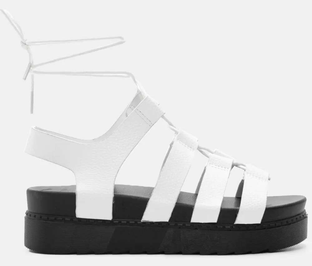 Σανδάλια Flatform Lace Up - Λευκό