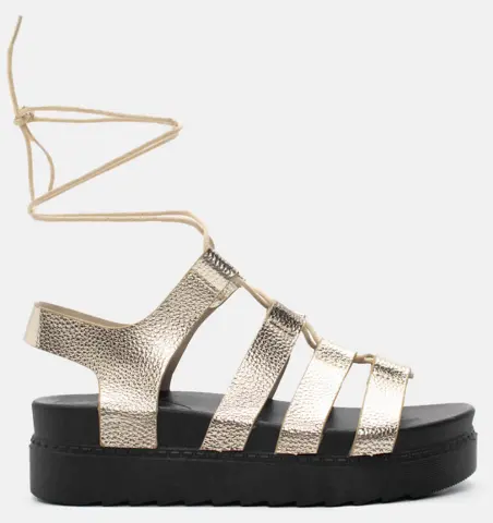 Σανδάλια Flatform Lace Up - Χρυσό