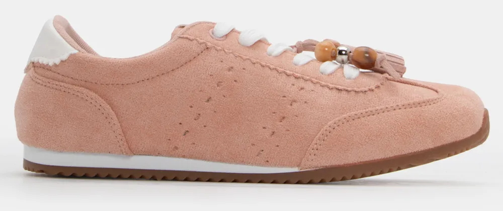 Sneakers με Διακοσμητικές Χάντρες - Ροζ