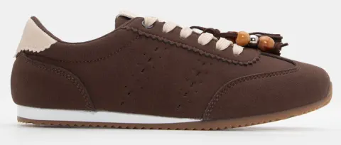 Sneakers με Διακοσμητικές Χάντρες - Καφέ Σκούρο