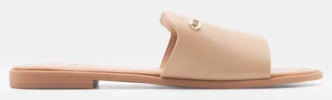 Flat Σανδάλια με Φαρδιά Φάσα - Μπεζ-Σκούρο