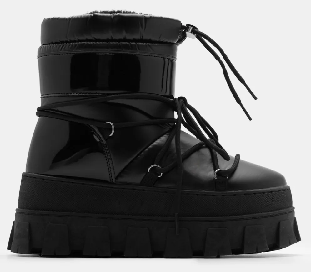 Μποτάκια Χιονιού με Επένδυση Γούνας - Μαύρο