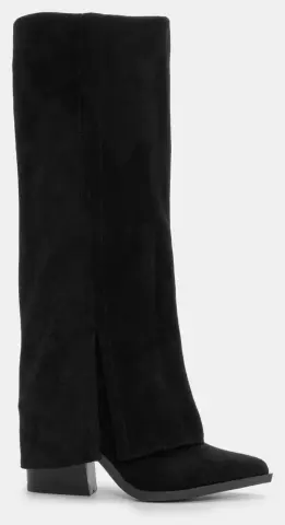 Μπότες Cowboy με Εφέ Αναδιπλούμενης Φάσας - Μαύρο