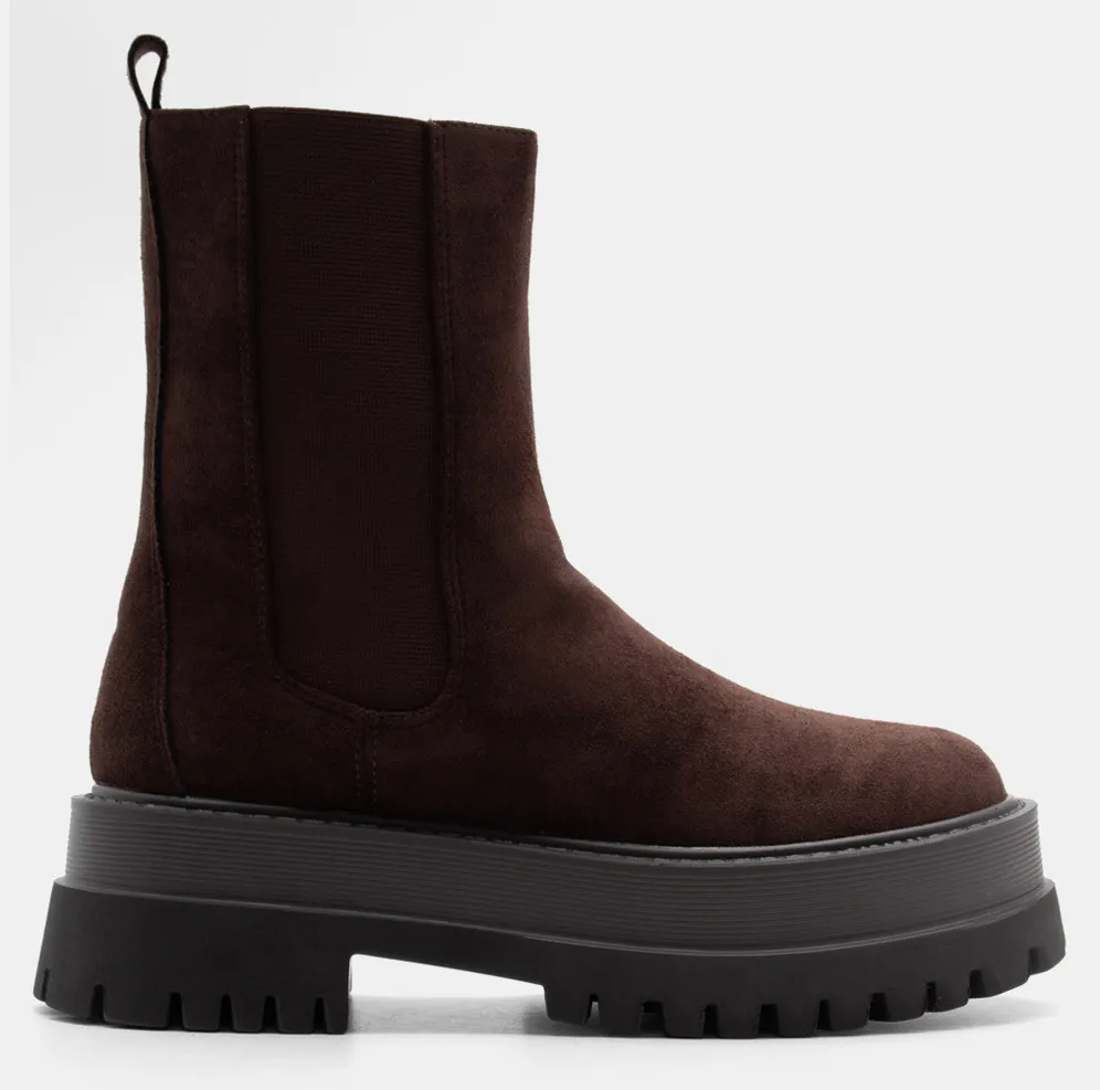 Μποτάκια Chelsea με Τρακτερωτή Σόλα - Καφέ Σκούρο