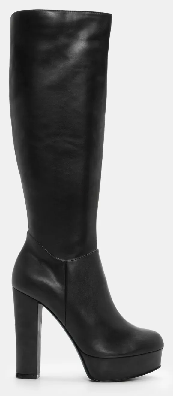 Μπότες Μονόχρωμες με Φιάπα - Μαύρο