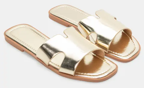 Σανδάλια Flat με Φαρδιά Φάσα - Χρυσό