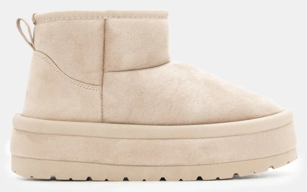 Μποτάκια Δίσολα με Εσωτερική Επένδυση Γούνας - Μπεζ